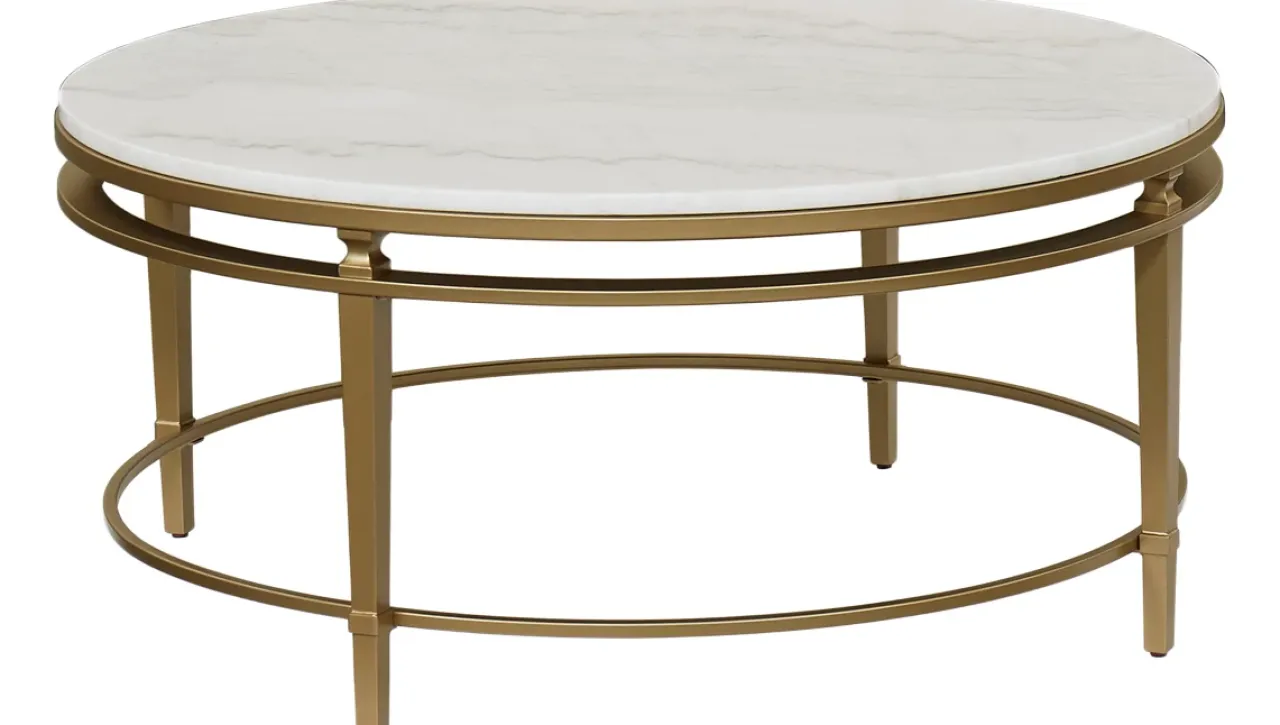 Havertys Amani Round Coffee Table Gold Outlet