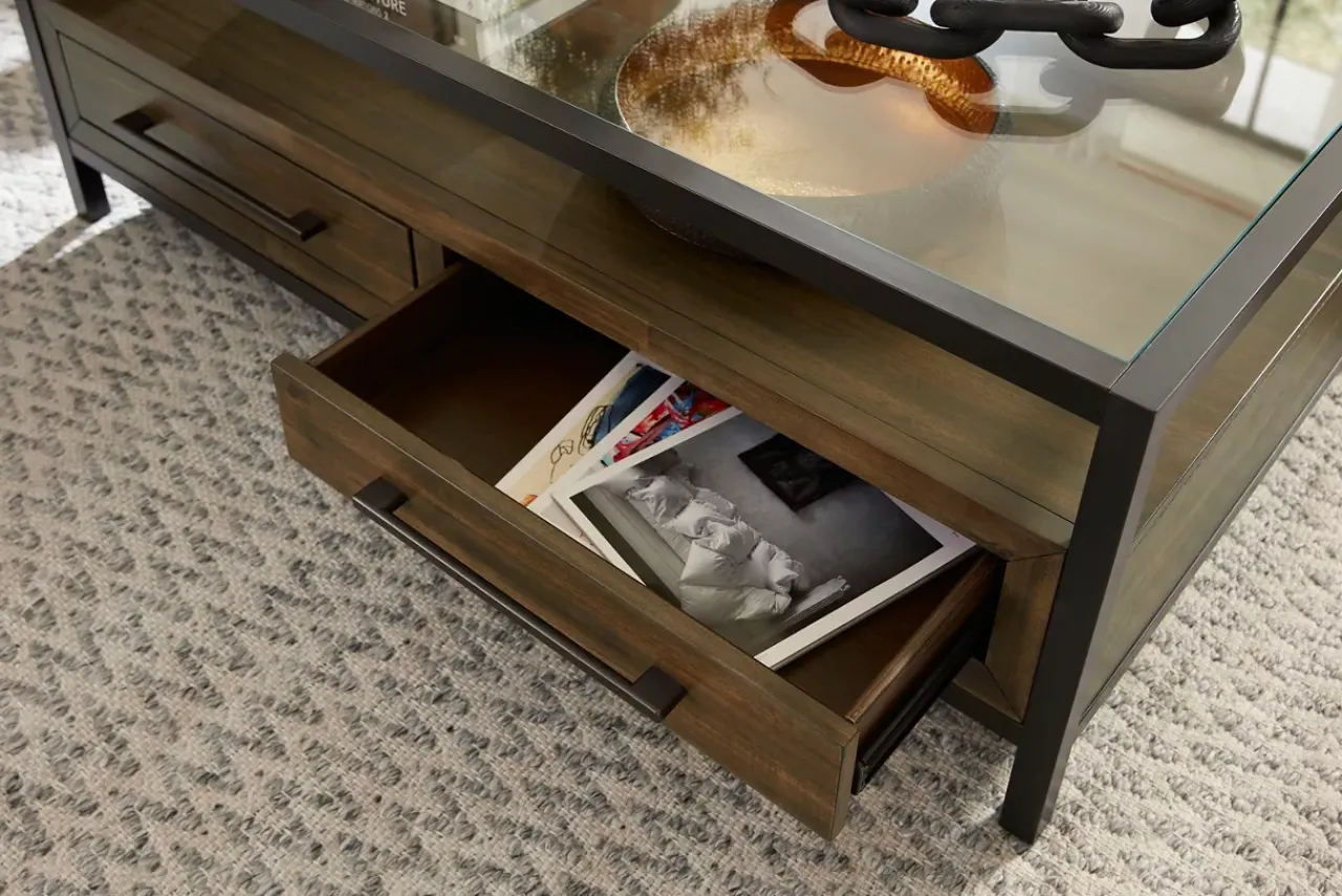 Havertys Archer Drawer Coffee Table Macchiato Clearance