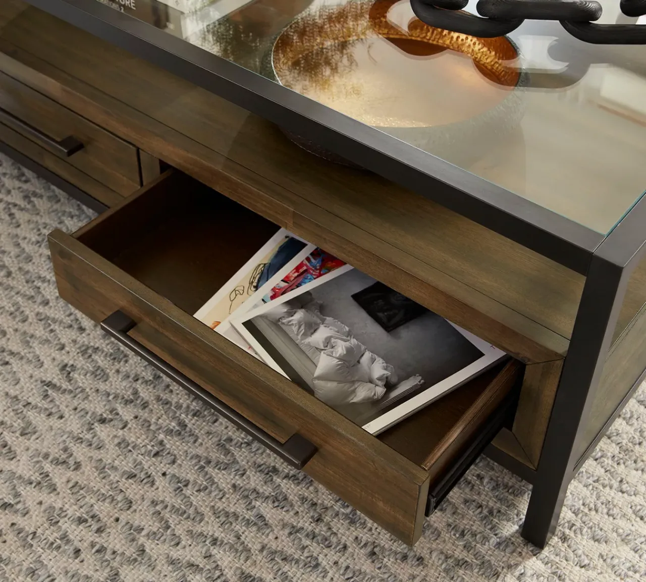 Havertys Archer Drawer Coffee Table Macchiato Clearance