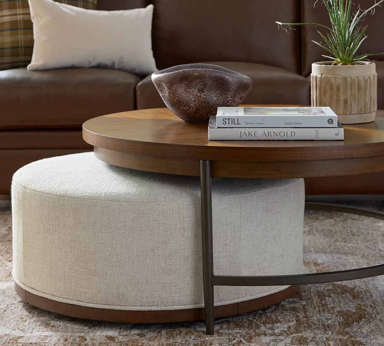 Havertys Ashford Park Coffee Table with Ottoman Classic Walnut Best