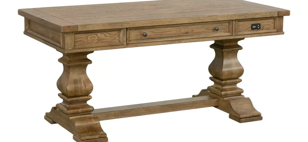 Havertys Avondale II Standing Desk Vintage Oak Outlet