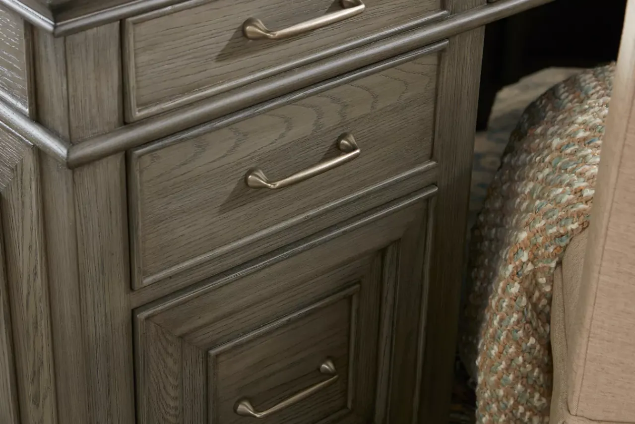 Havertys Baylor L-Shaped Desk Grey Washed Outlet