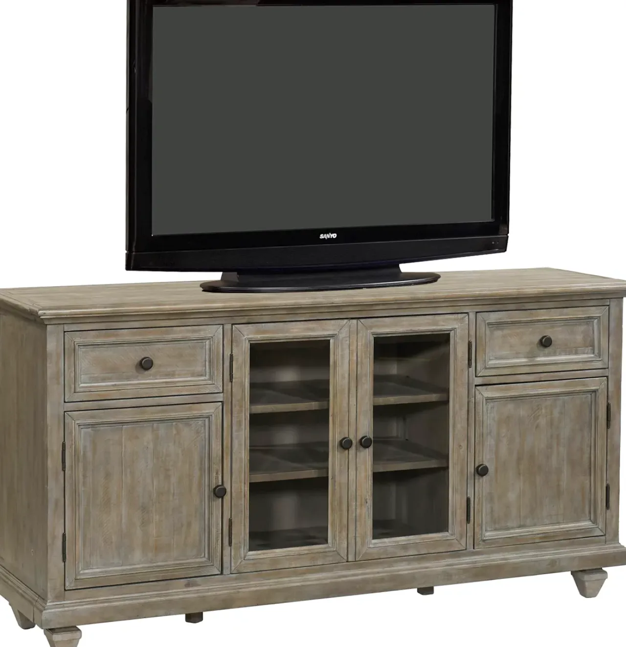 Havertys Beckley Entertainment Console Dovetail Grey