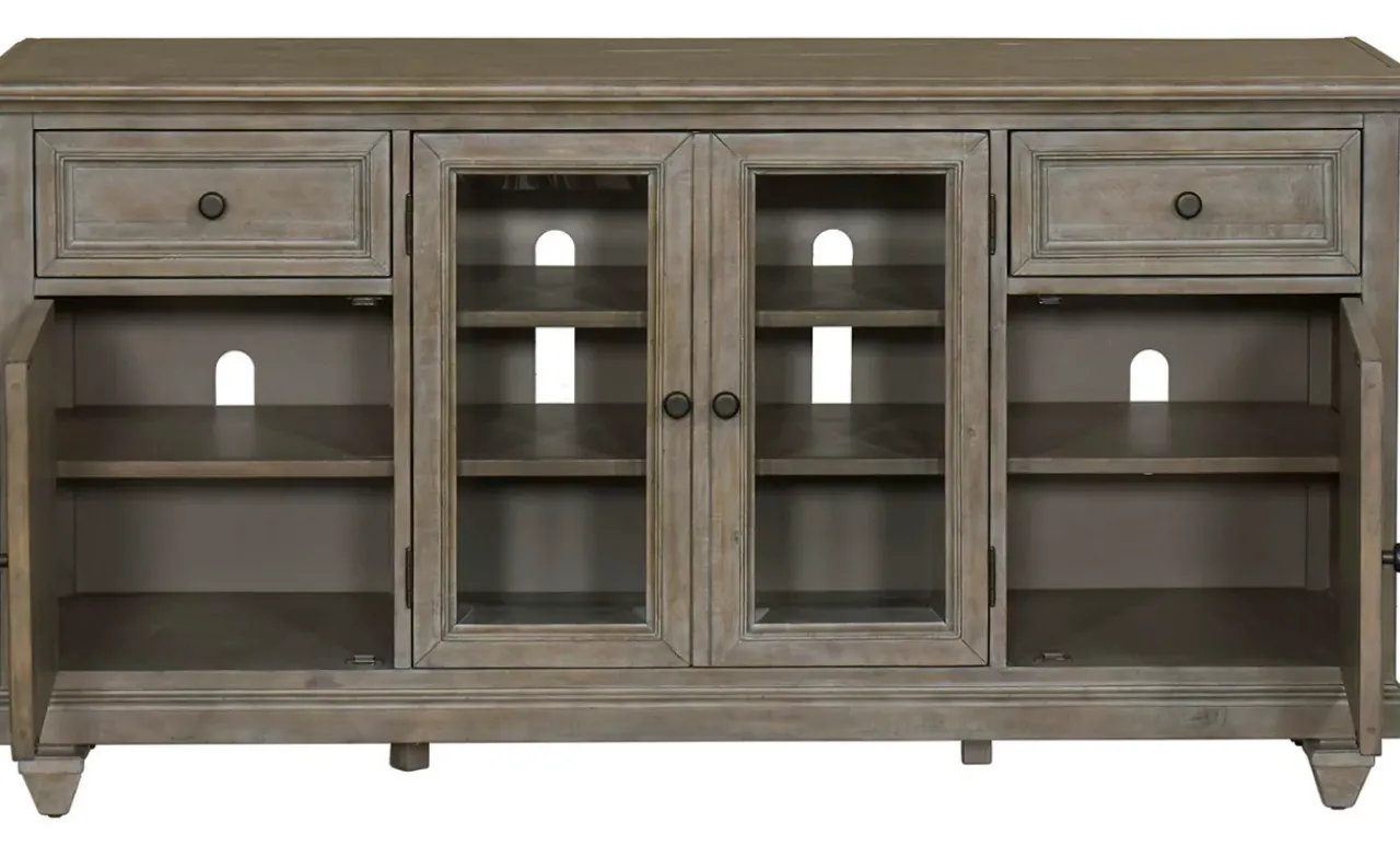 Havertys Beckley Entertainment Console Dovetail Grey