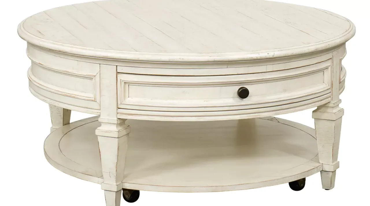 Havertys Beckley Round Coffee Table Alabaster Hot