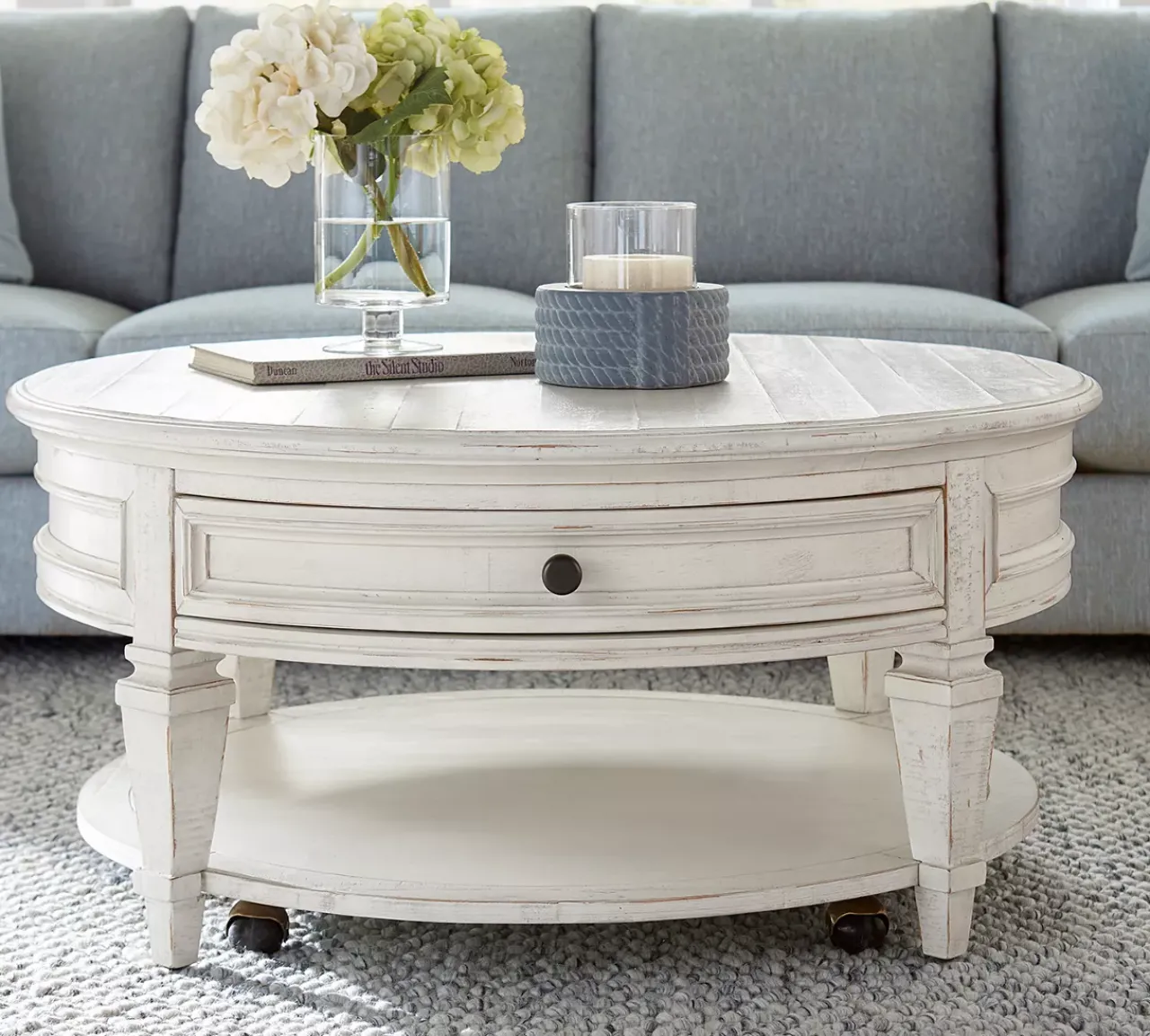 Havertys Beckley Round Coffee Table Alabaster Hot