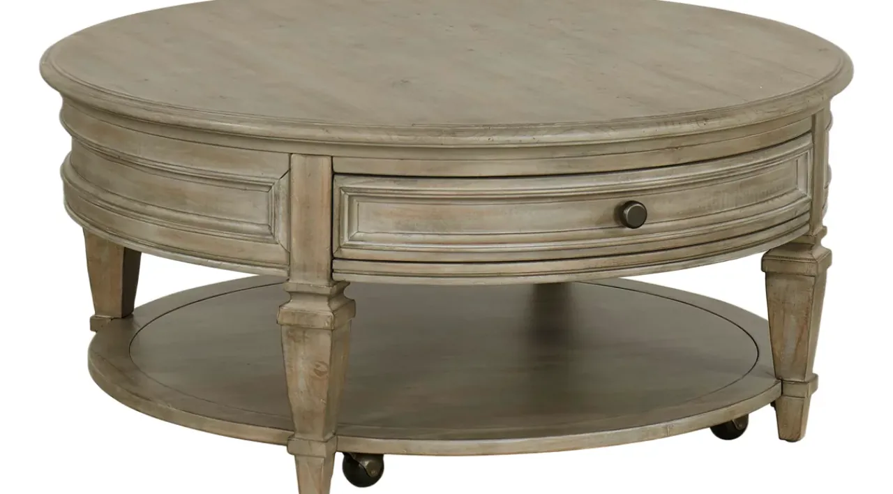 Havertys Beckley Round Coffee Table Dovetail Grey New