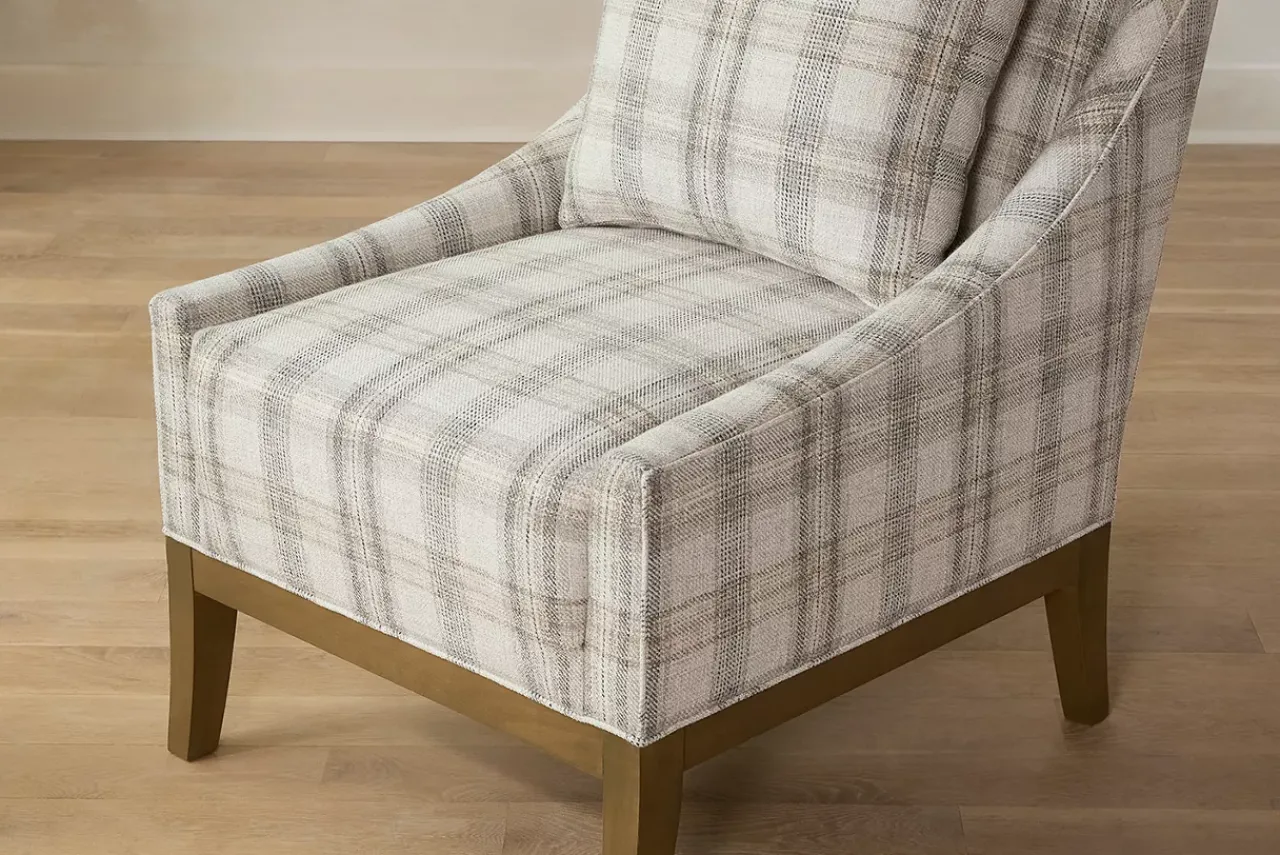 Havertys Betsey Accent Chair Chequered Oyster Clearance