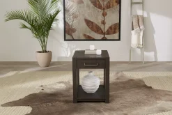 Havertys Clayton Chairside Table Bark Clearance
