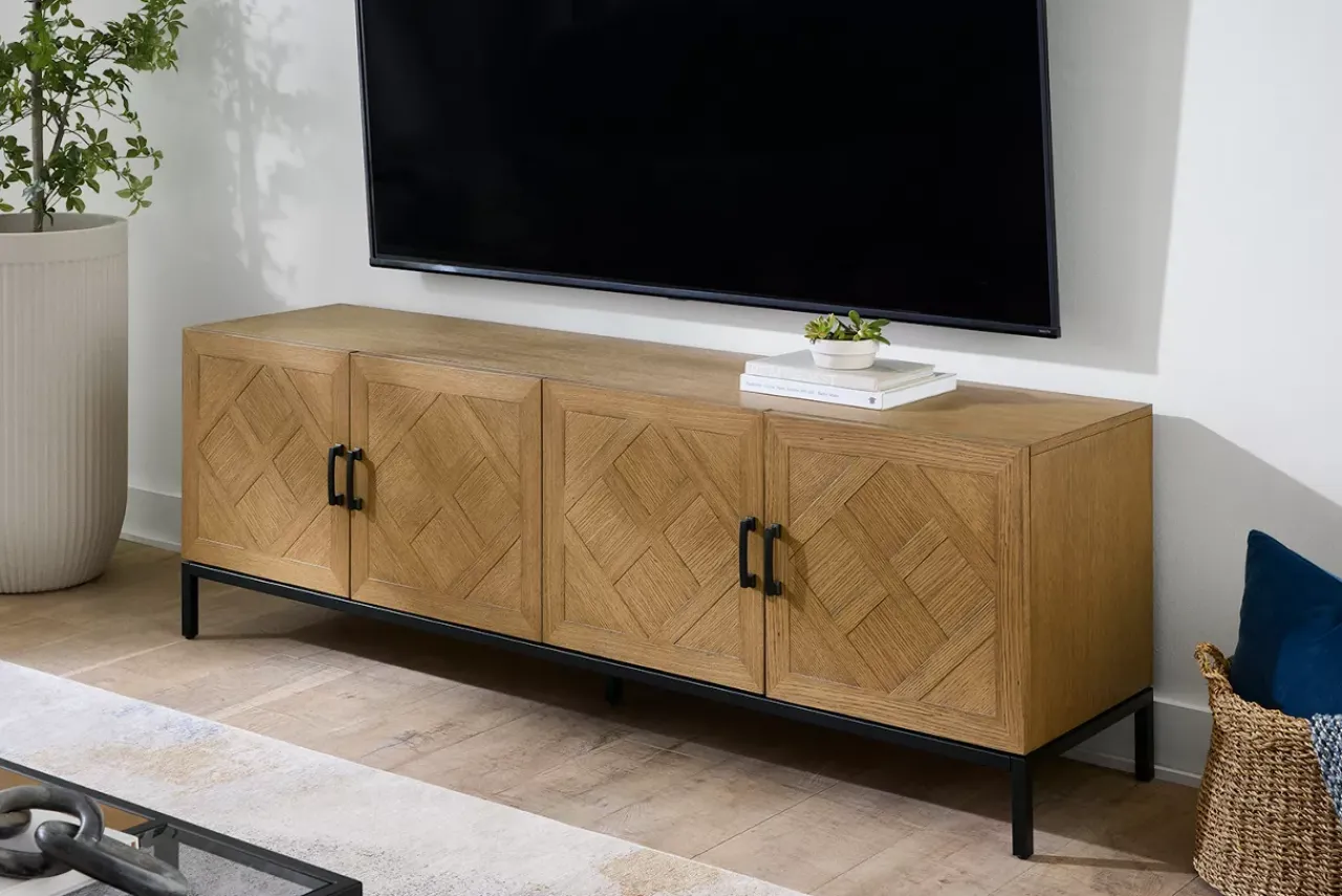 Havertys Coen Media Console Oak Natural