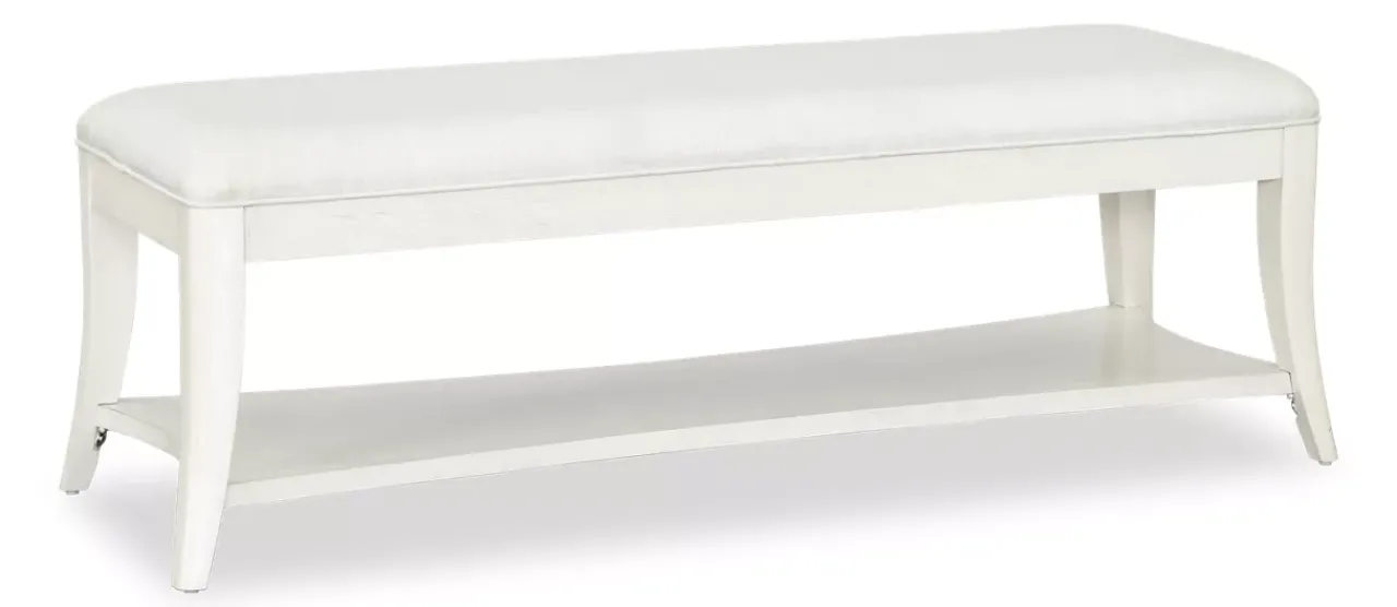Havertys Corsica Bench Pearl White Sale