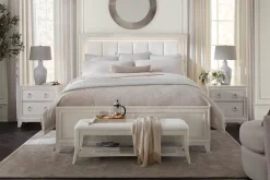 Havertys Corsica Bench Pearl White Sale