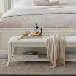 Havertys Corsica Bench Pearl White Sale