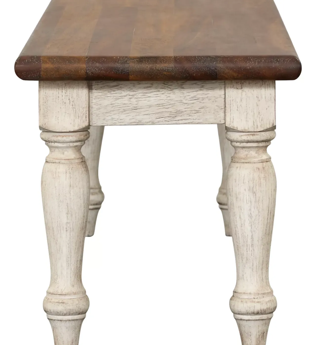Havertys Coventry Dining Bench Antiqued White and Brown Hot