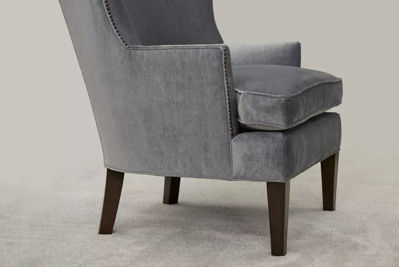 Havertys Delphine Wingback Accent Chair Plush Slate Discount