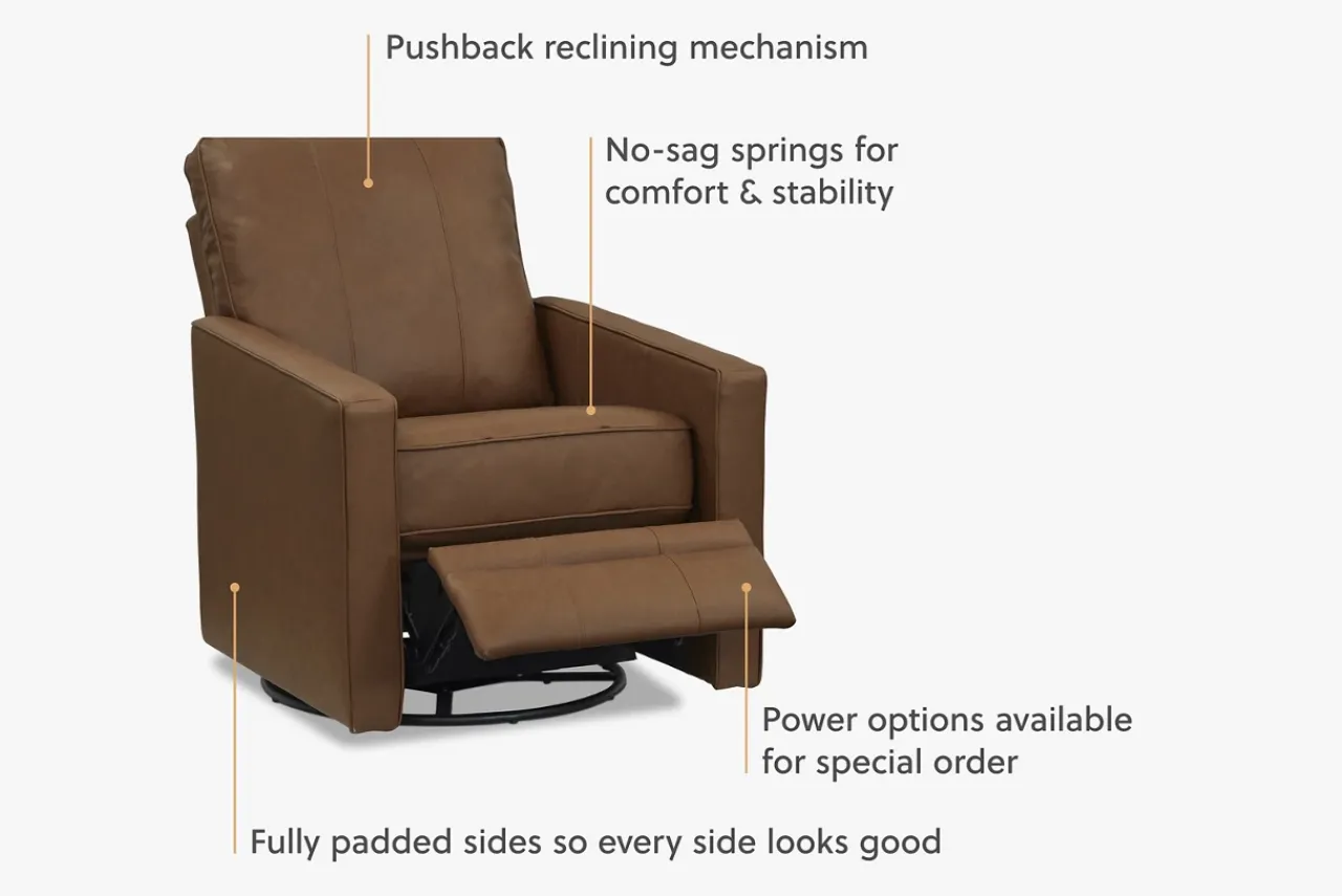 Havertys Edgar Swivel Recliner Rangers Russet