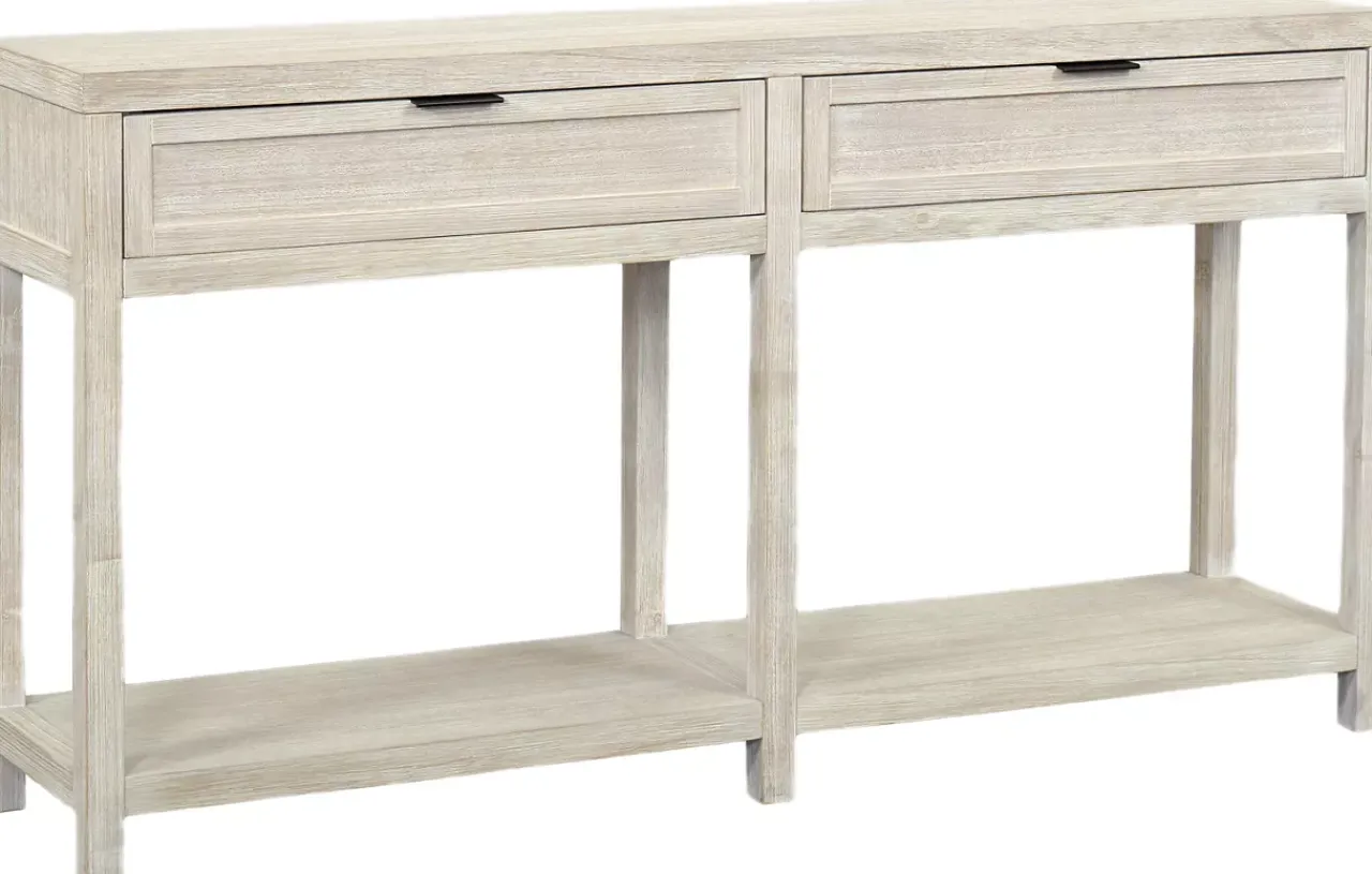 Havertys Ginny Drawer Sofa Table White Washed Discount