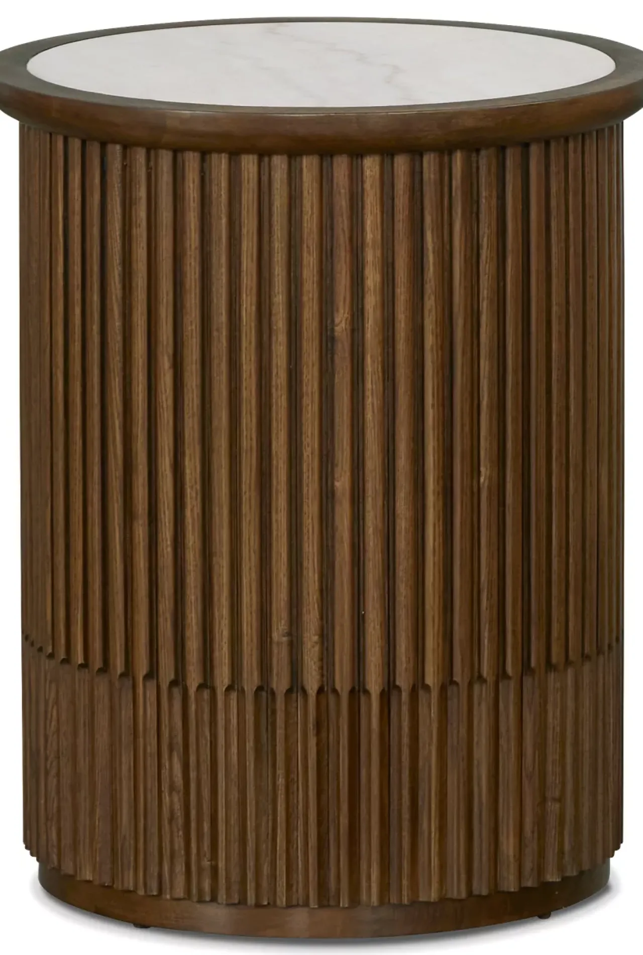 Havertys Graham Round End Table White and Brown Hot
