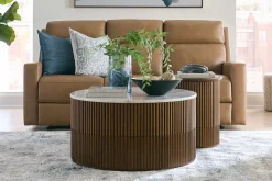 Havertys Graham Round End Table White and Brown Hot