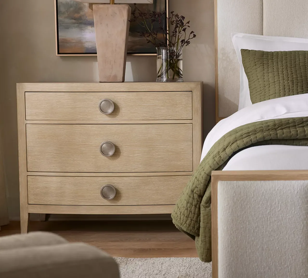Havertys Lane Park Drawer Nightstand Light Brown New