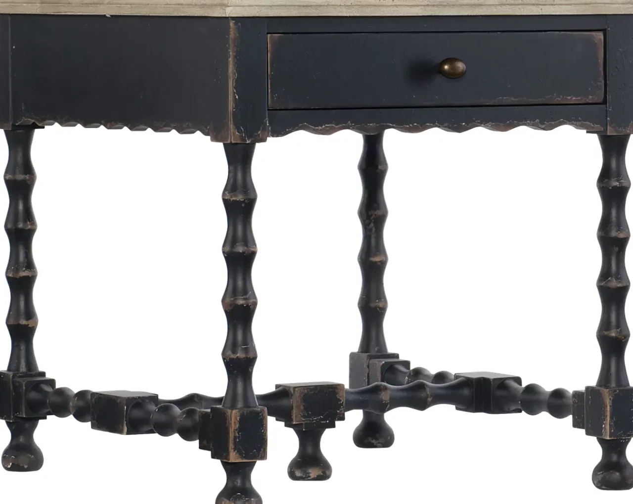 Havertys Lucy End Table Distressed Black-Taupe Clearance