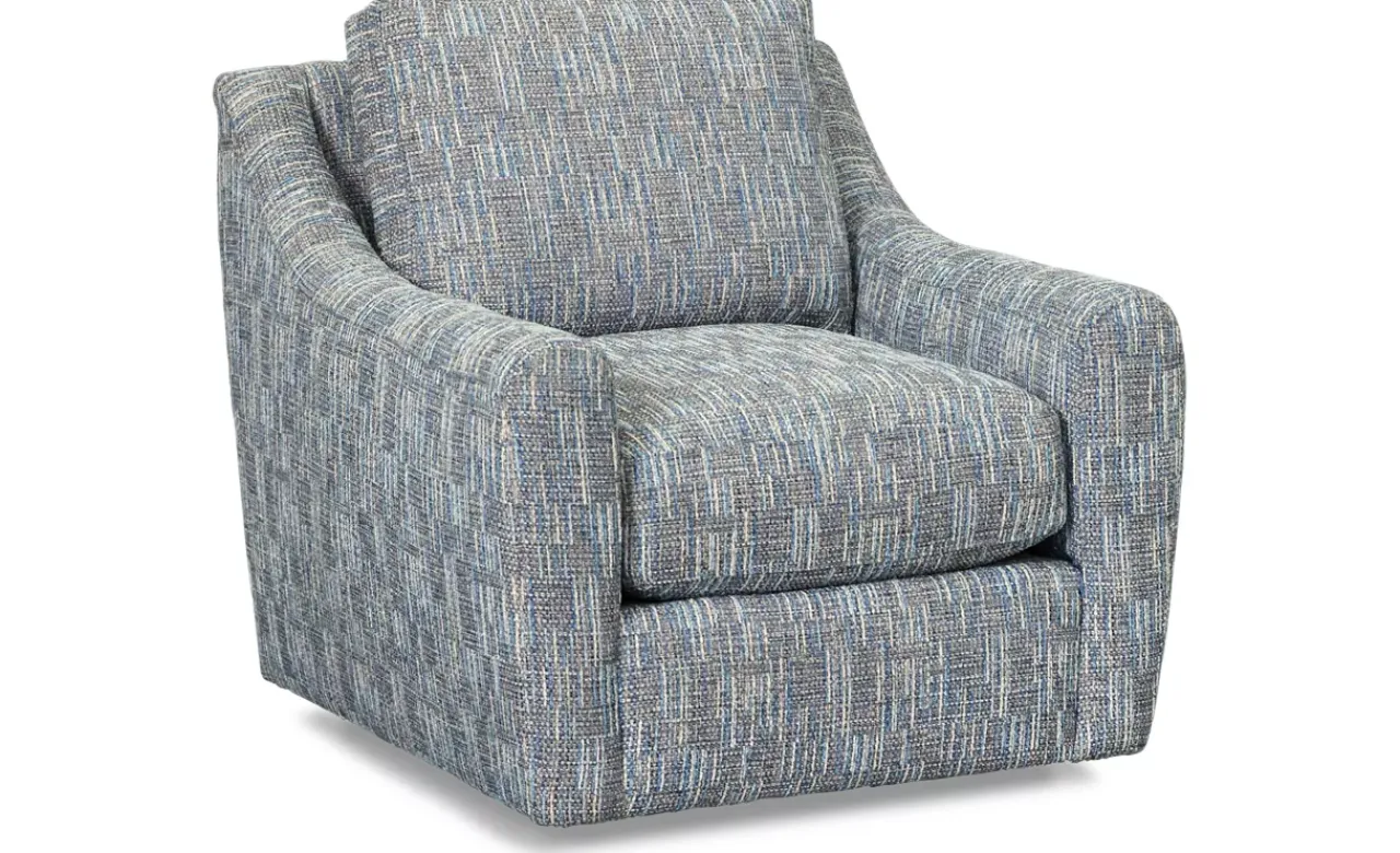 Havertys Lyra Swivel Chair Party Plaid Atlantic Hot