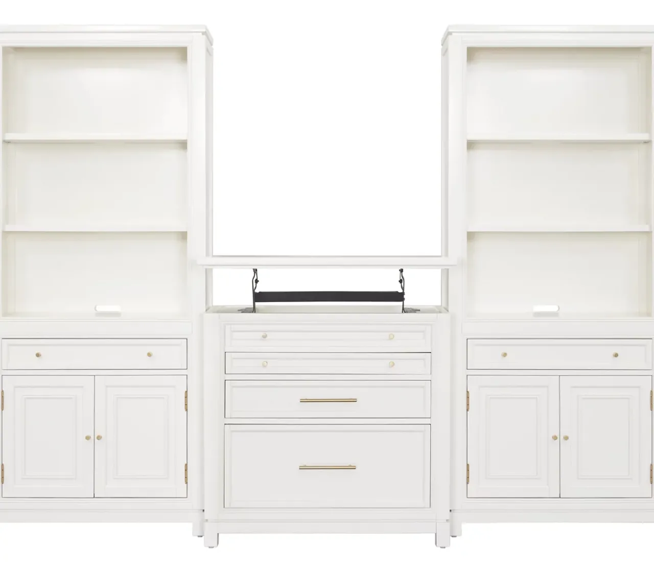 Havertys Mabry Bookcase Wall with Lift Top File Cabinet Best