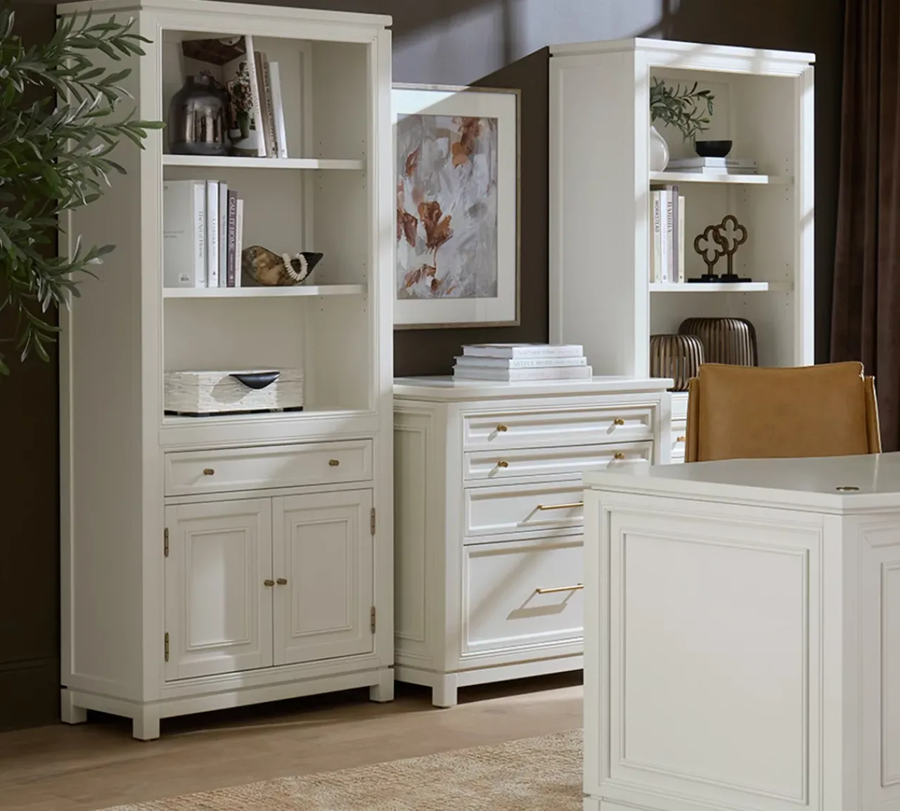 Havertys Mabry Bookcase Wall with Lift Top File Cabinet Best