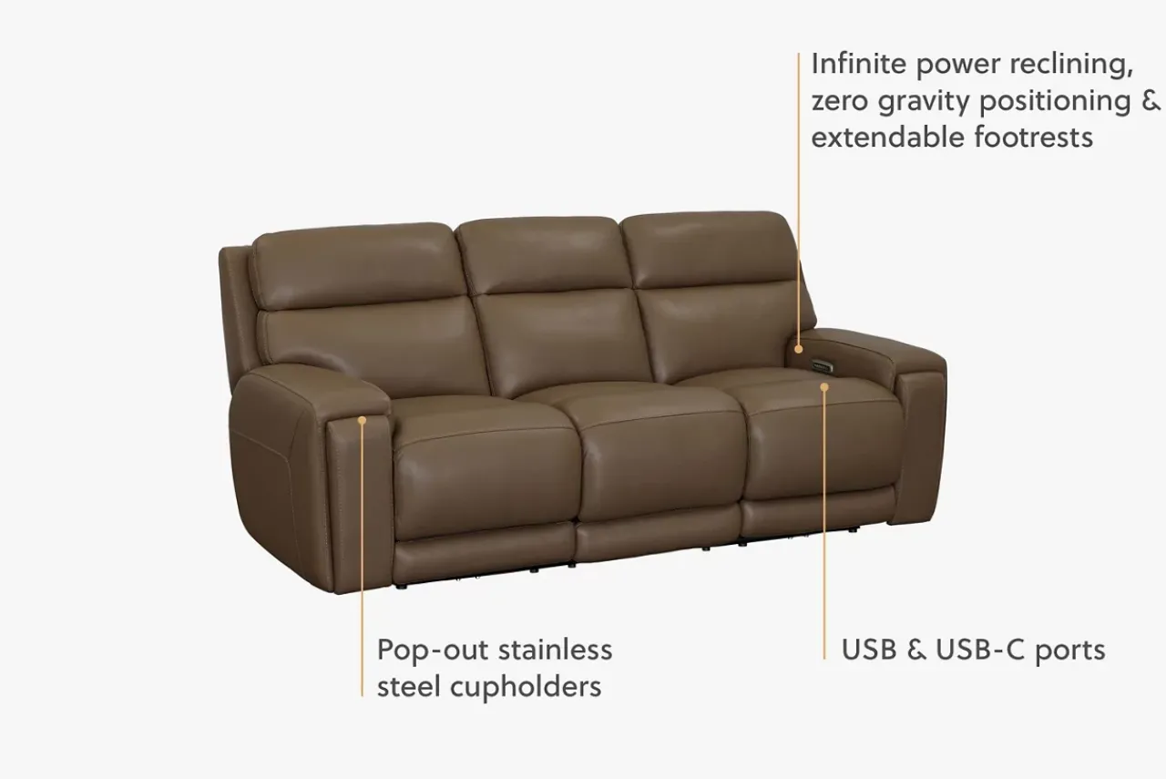 Havertys Maddox Power Sofa Caesar Grey