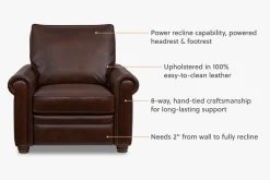 Havertys Mason Power Recliner Forli Brown Outlet