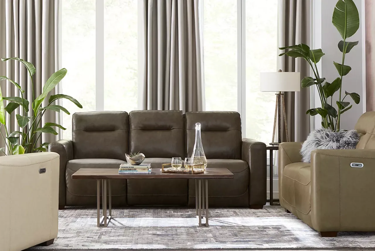 Havertys Melbourne Dual Power Sofa Grey