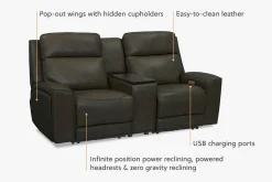 Havertys Micah Power Loveseat with Console