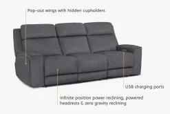 Havertys Micah Power Sofa with Drop Table