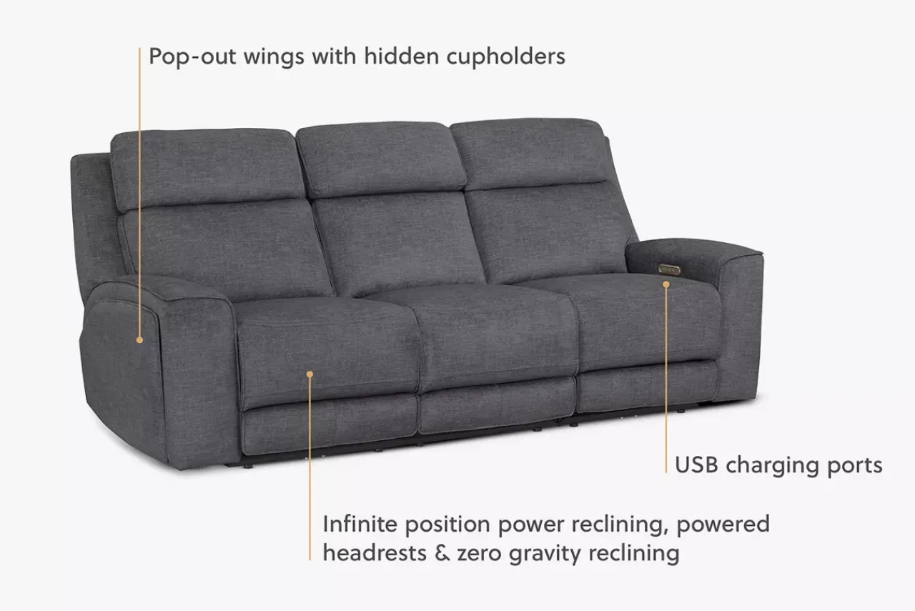 Havertys Micah Power Sofa with Drop Table