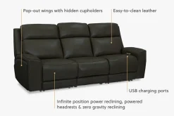 Havertys Micah Power Sofa with Drop Table Springfield Sand Best