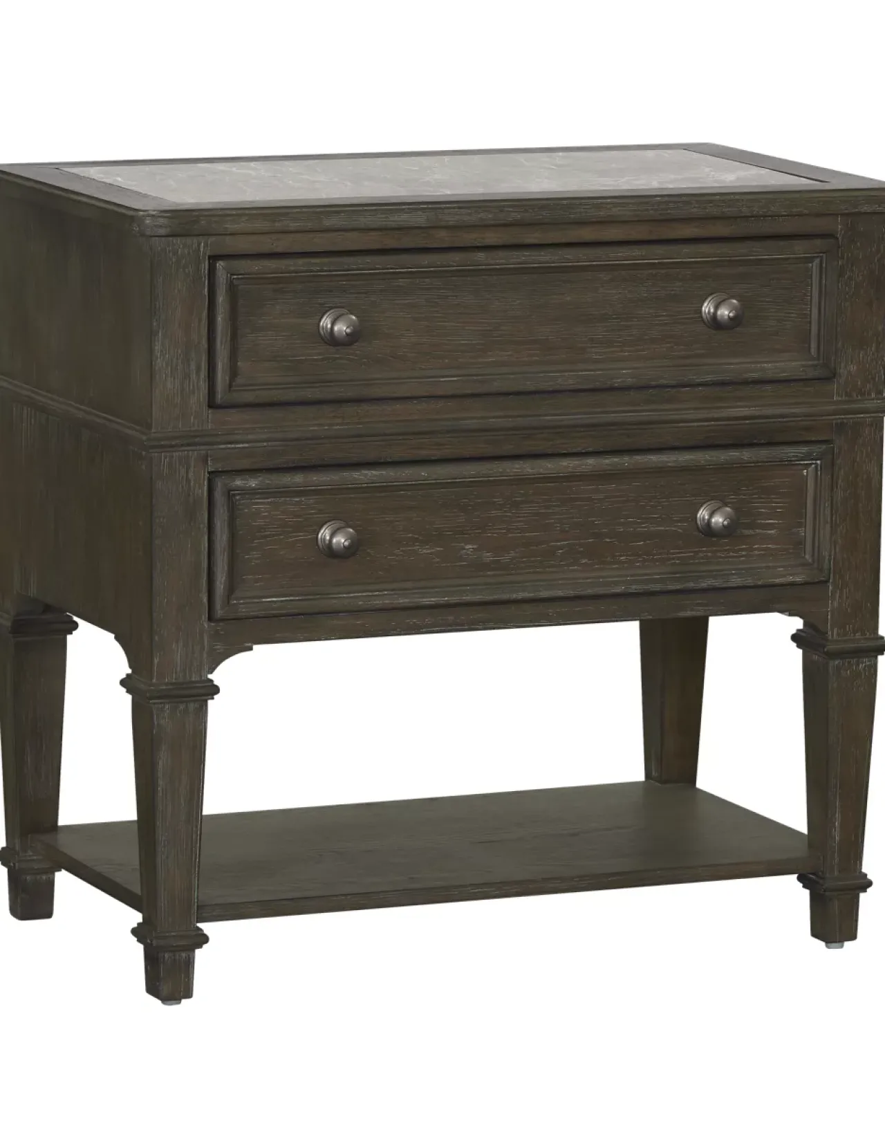 Havertys Miller Park Marble Top Nightstand Antique Brown New