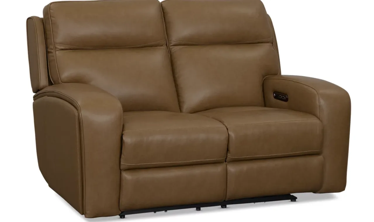 Havertys Milton Power Loveseat Saddle New