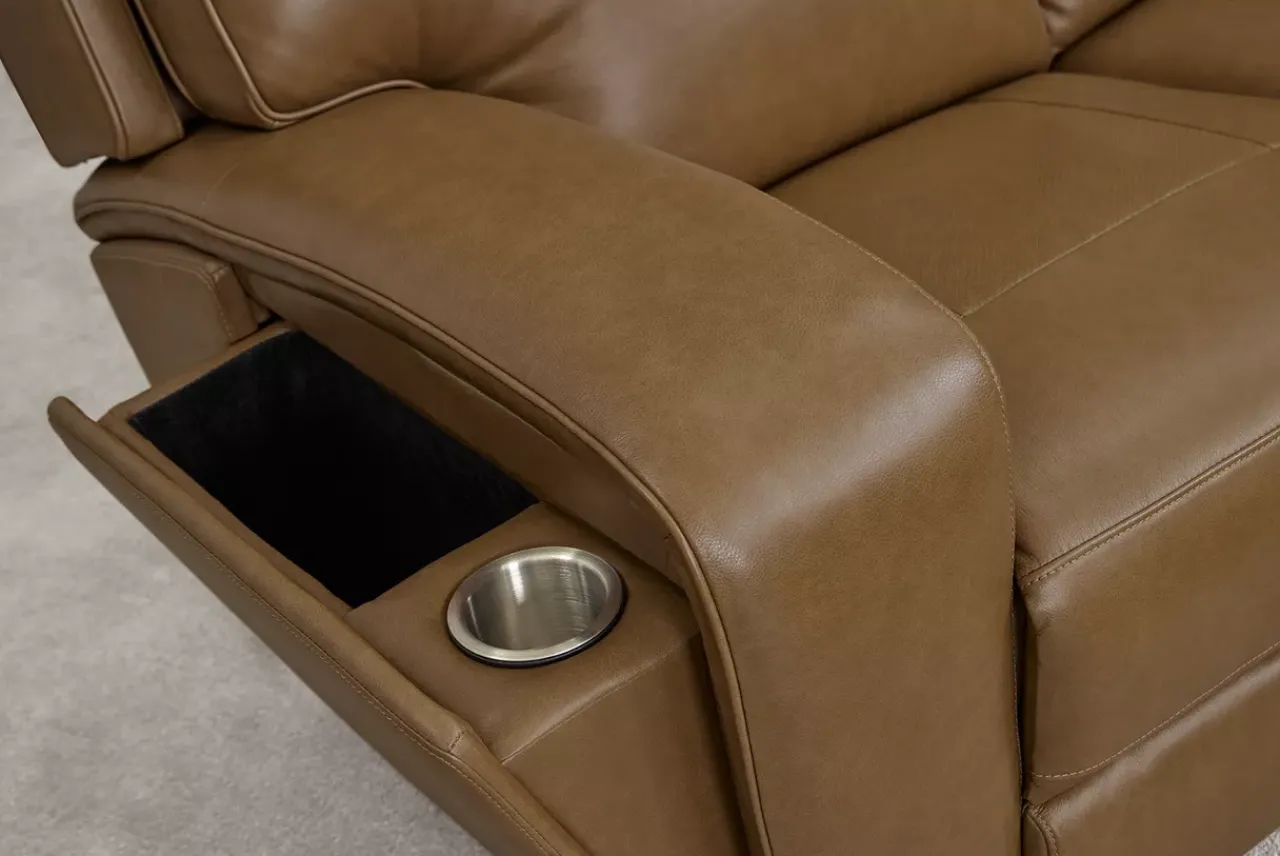 Havertys Milton Power Loveseat Saddle New