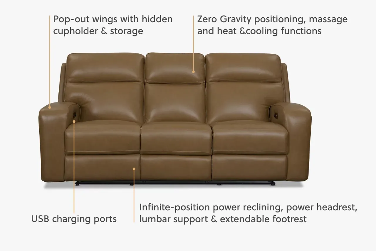 Havertys Milton Power Sofa Saddle Online