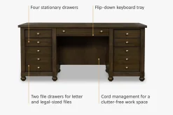 Havertys Montgomery Executive Desk Dark Brown Clearance