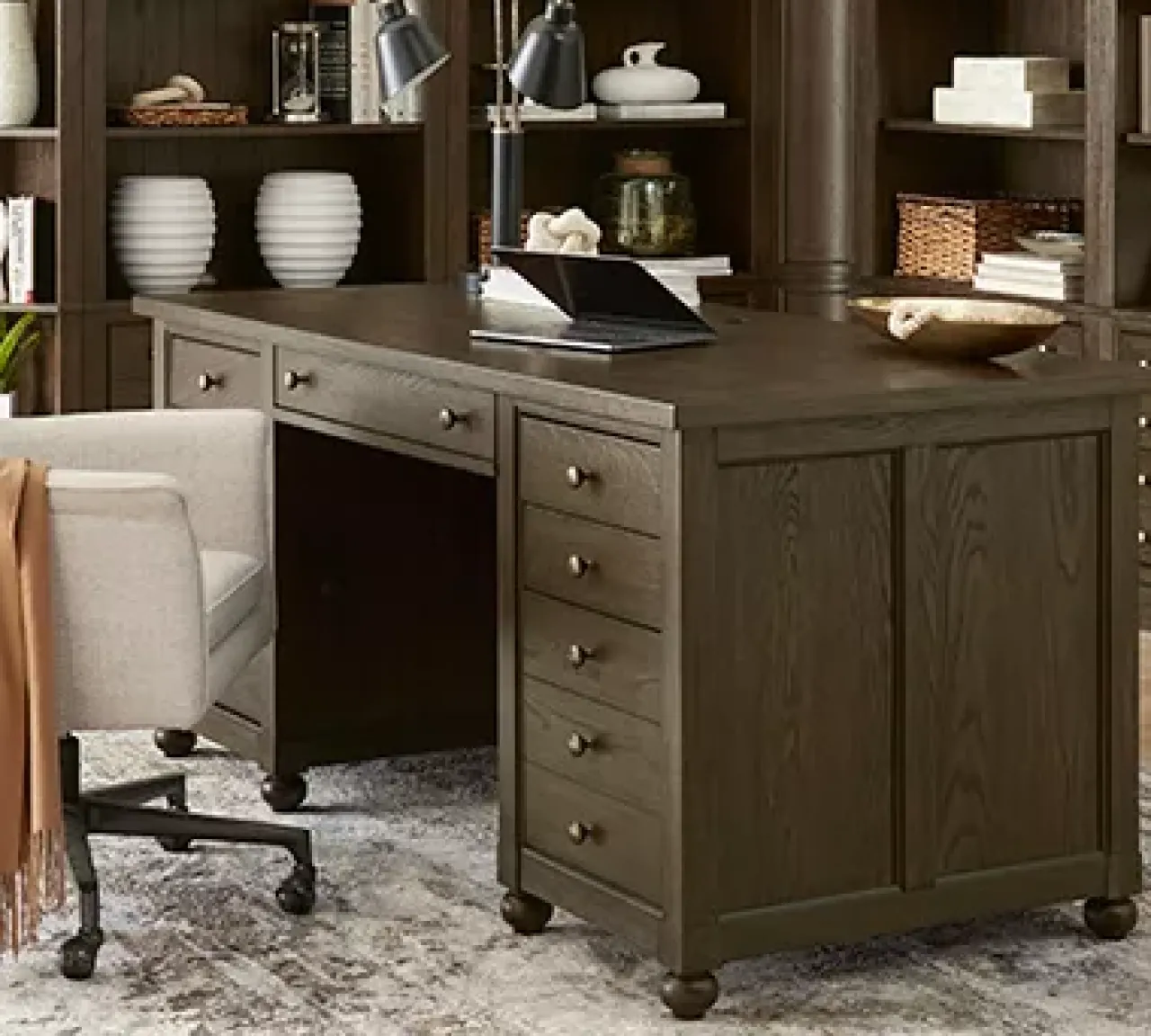 Havertys Montgomery Executive Desk Dark Brown Clearance
