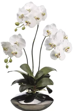 Havertys Moth Orchid Floral in Metallic Bowl Sale