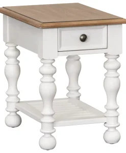 Havertys Nantucket Chairside Table Brown and White Discount