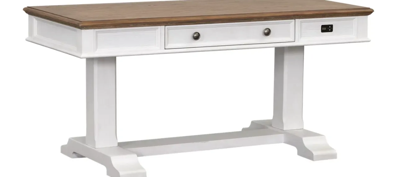 Havertys Nantucket Lift Desk Brown and White Outlet