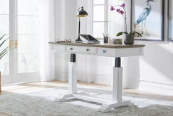 Havertys Nantucket Lift Desk Brown and White Outlet
