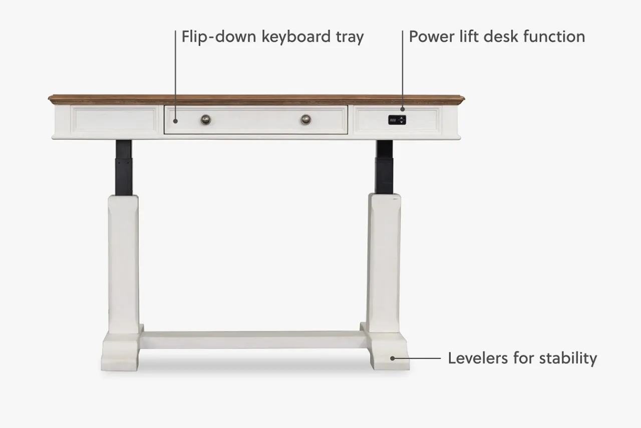 Havertys Nantucket Lift Desk Brown and White Outlet