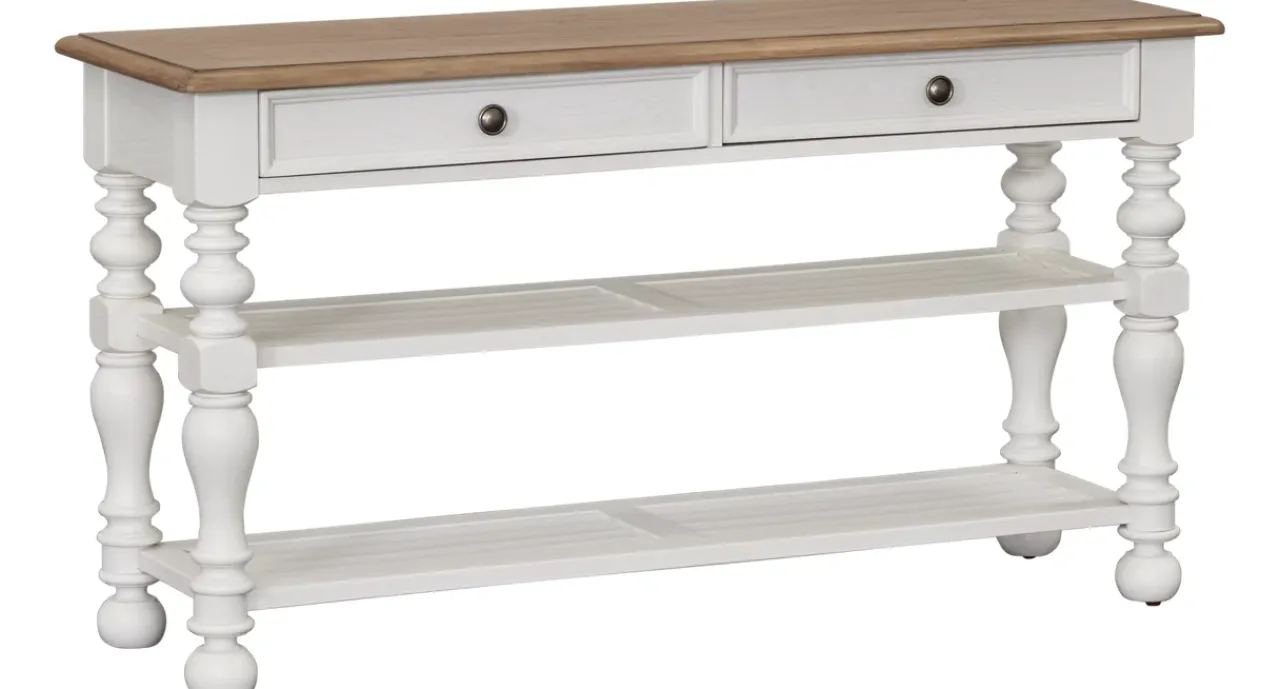Havertys Nantucket Sofa Table Brown and White Clearance