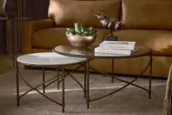Havertys Noah Nesting Coffee Table Marble Clear and Brass New