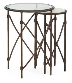 Havertys Noah Nesting Side Table Marble Clear and Brass New