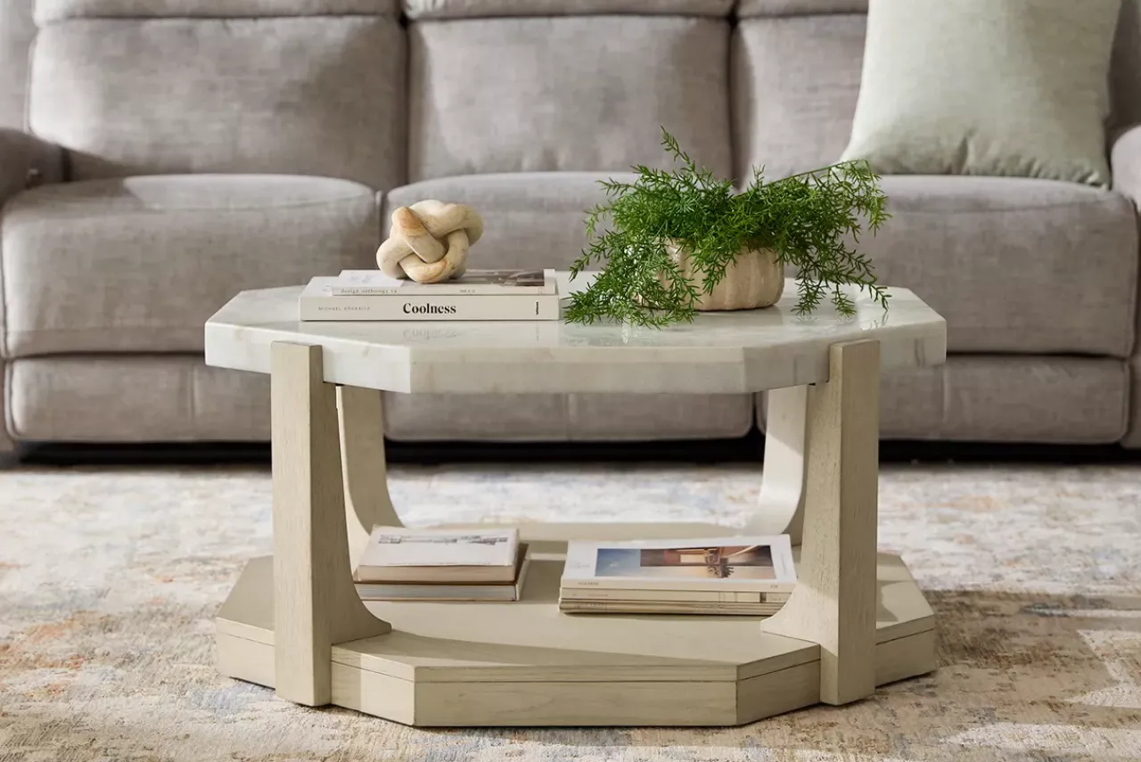 Havertys Olympia Coffee Table Beige and White Best